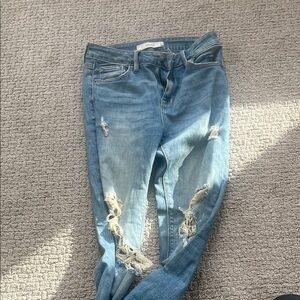 Classic Light Blue Distressed Women's Skinny Jeans